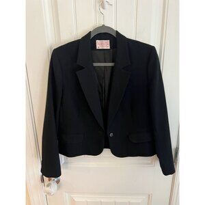 Vintage Pendleton Women's Petite Wool Blazer Size 12 Black Single‎ Button